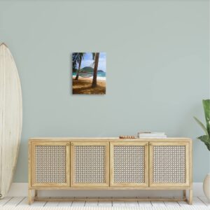 Stupell Industries Tropical Summer Vacation Hammock Between Palm Trees, Design by Noah Bay, Gallery Wrapped Canvas, 16 x 20