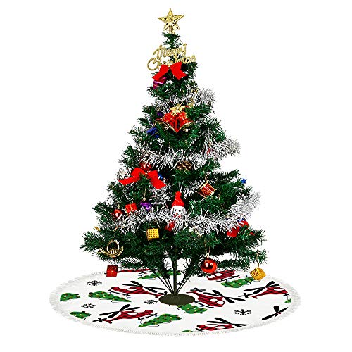 Dream Bay Christmas Tree Skirt,﻿Cartoon Christmas Helicopter Christmas Tree Mat for Xmas Party Decoration 36x36 Inches