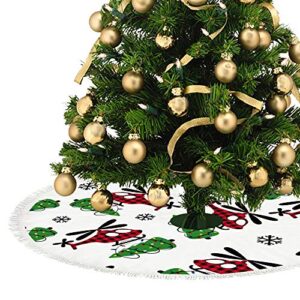 Dream Bay Christmas Tree Skirt,﻿Cartoon Christmas Helicopter Christmas Tree Mat for Xmas Party Decoration 36x36 Inches