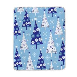 DreamBay Throw Blanket for Couch Sofa Bed Blue Christmas Tree Pattern Lightweight Blankets for Home Office Camping Travel Cozy Blanket 50x60 inches Washable