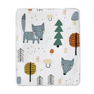 DreamBay Soft Throw Blanket for Couch Sofa Woodland Wolf and Trees Lightweight Blanket Women Microfiber Blanket for Bed Office Camping Travel 50x60 inches