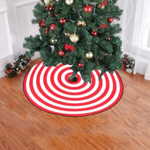 ANANGTEE Christmas Tree Skirt, White Red Bay Max Tree Skirts for Merry Xmas, Holiday Party Farmhouse Decorations Large Pen Tree Mat Halloween Ornaments 36" (Red, 48")