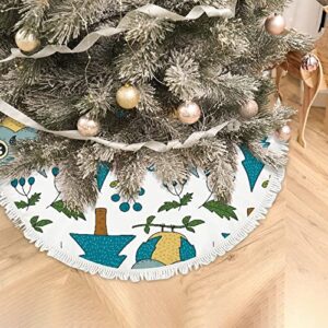 Small Christmas Tree Skirt Forest Owls and Fir Trees,30 Inch Tree Skirt for Christmas Holiday Party Decoration,Rustic Tree Skirts Mat Home Indoor Outdoor Ornaments