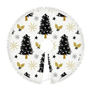 Small Christmas Tree Skirt Christmas Tree Holly Snow,30 Inch Tree Skirt for Christmas Holiday Party Decoration,Rustic Tree Skirts Mat Home Indoor Outdoor Ornaments