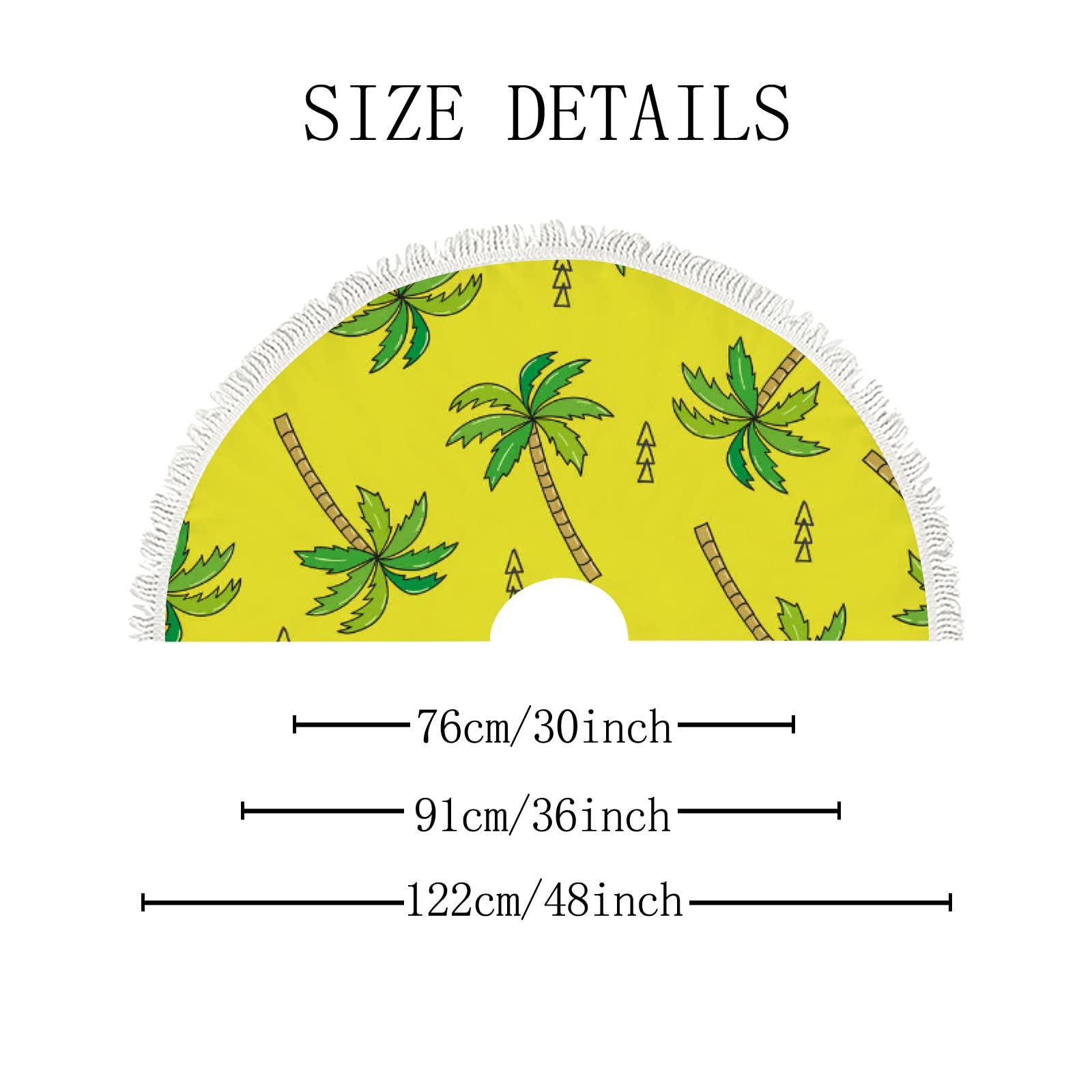 Small Christmas Tree Skirt Doodle Green Palm Tree Pattern,30 Inch Tree Skirt for Christmas Holiday Party Decoration,Rustic Tree Skirts Mat Home Indoor Outdoor Ornaments