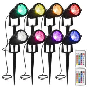 achenge color change landscape lighting low voltage led outdoor spotlights 6w 12v ip66 waterproof landscaping lights remote control garden pathway lights rgb trees decorations