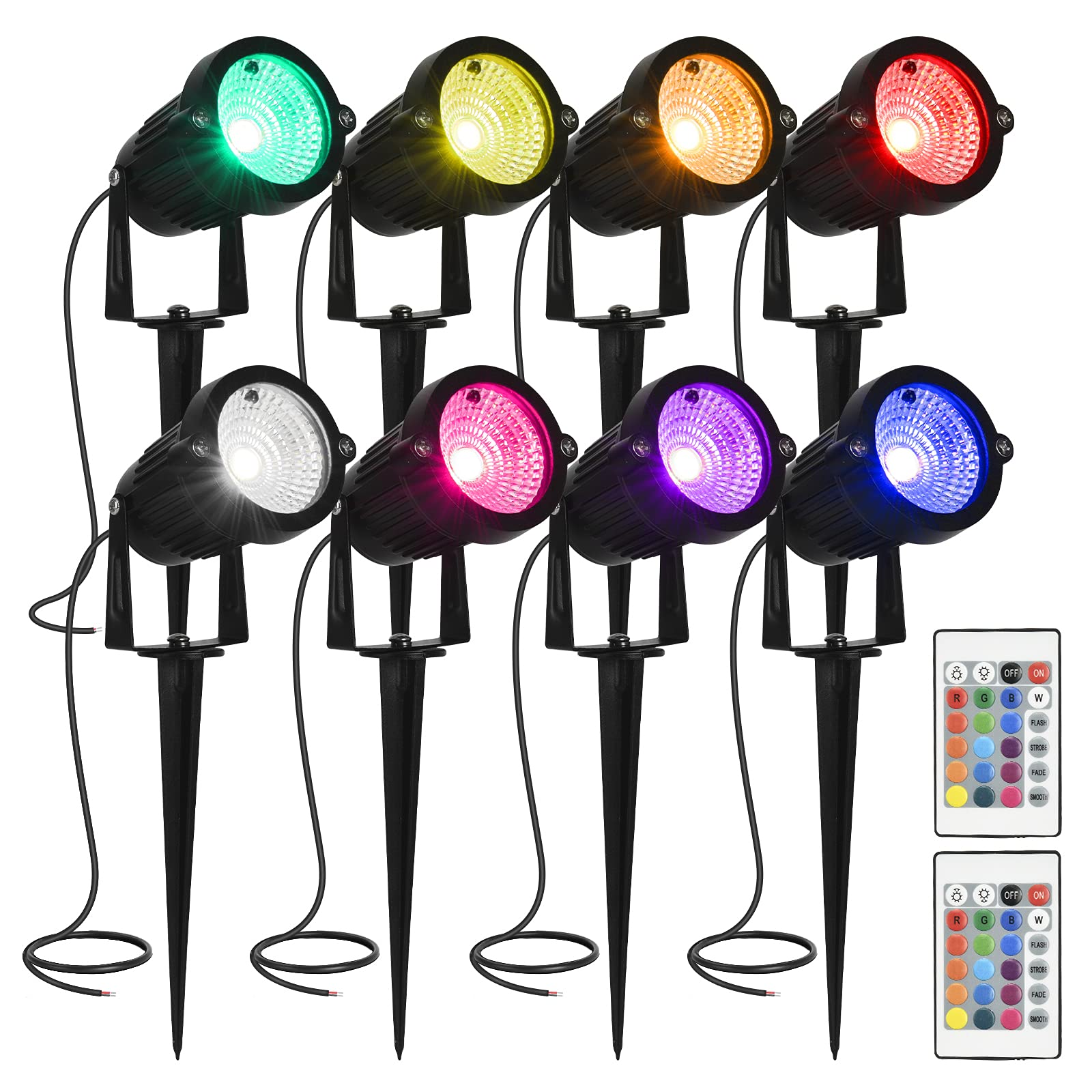 ACHENGE Color Change Landscape Lighting Low Voltage LED Outdoor Spotlights 6W 12V IP66 Waterproof Landscaping Lights Remote Control Garden Pathway Lights RGB Trees Decorations