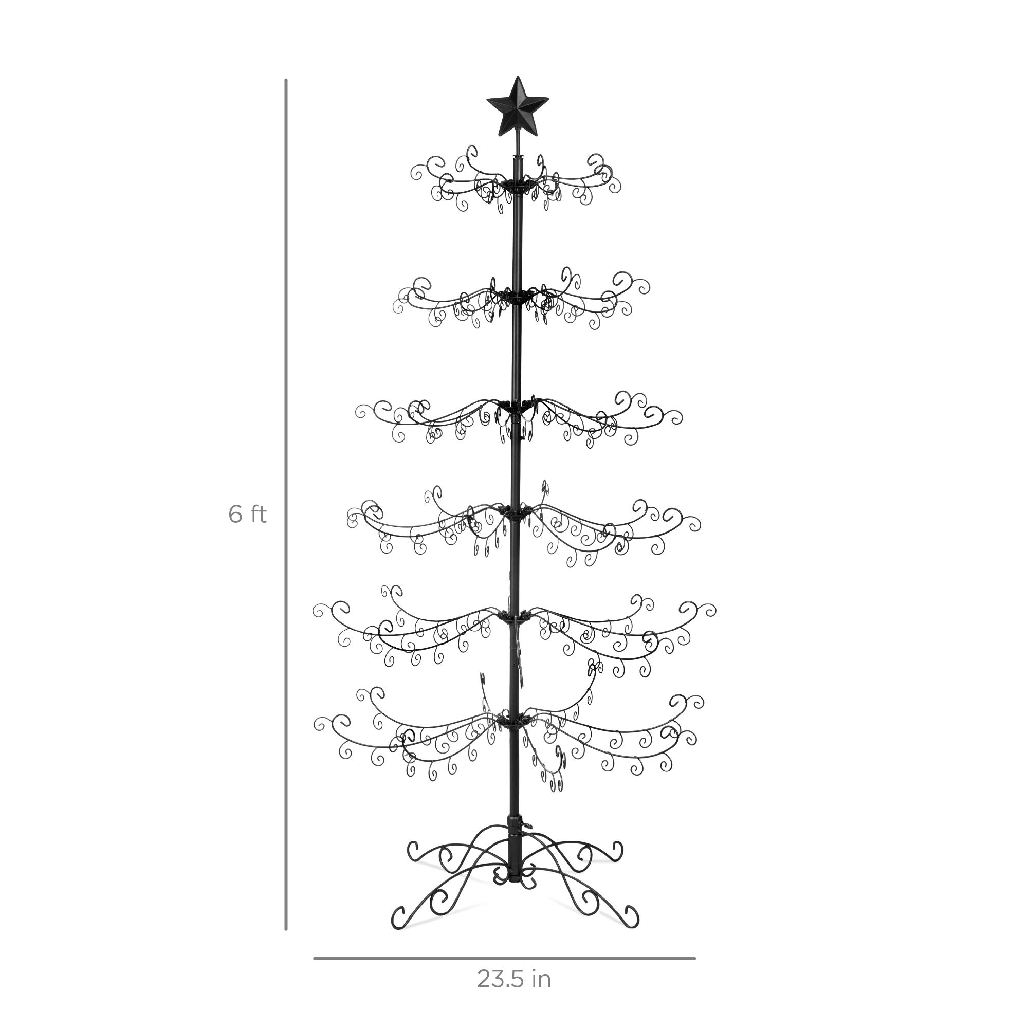 Best Choice Products 6ft Wrought Iron Ornament Display Christmas Tree w/Easy Assembly and Stand - Black