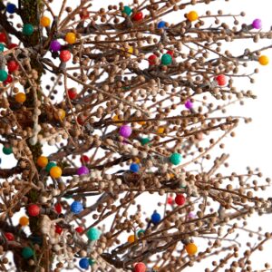 Nearly Natural 7ft. Frosted Berry Twig Artificial Christmas Tree with 450 Multicolored Gum Ball LED Lights and 1192 Bendable Branches