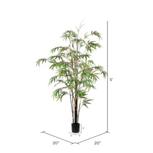 Vickerman Everyday 5' Artificial Potted Black Japanese Bamboo Tree - Premium Lifelike Faux Plant for Home or Office Decor - Maintenance Free Bamboo Tree