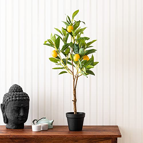 Vickerman Everyday 28" Artificial Potted Lemon Tree - Lifelike Home Or Office Decor - Premium Faux Potted Tree with Real Touch Leaves - Maintenance Free