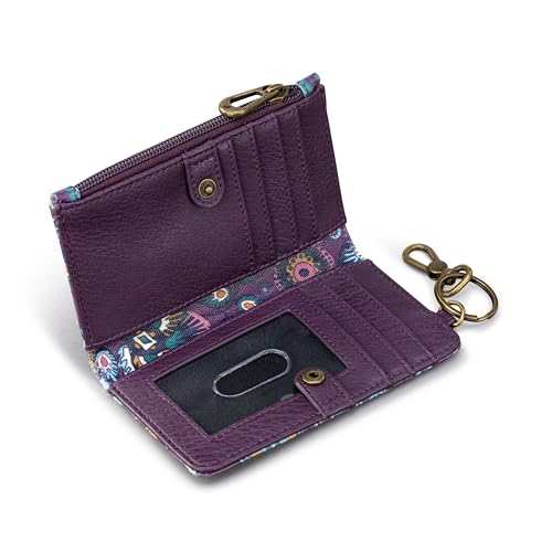 Sakroots Encino Slim Wallet in Coated Canvas, Pin Snap Closure, Violet Tapestry World