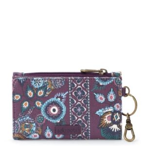 Sakroots Encino Slim Wallet in Coated Canvas, Pin Snap Closure, Violet Tapestry World