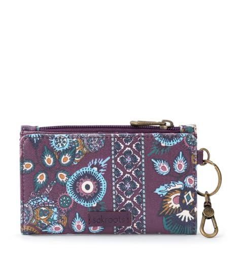 Sakroots Encino Slim Wallet in Coated Canvas, Pin Snap Closure, Violet Tapestry World