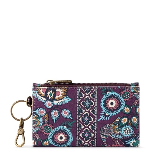 Sakroots Encino Slim Wallet in Coated Canvas, Pin Snap Closure, Violet Tapestry World