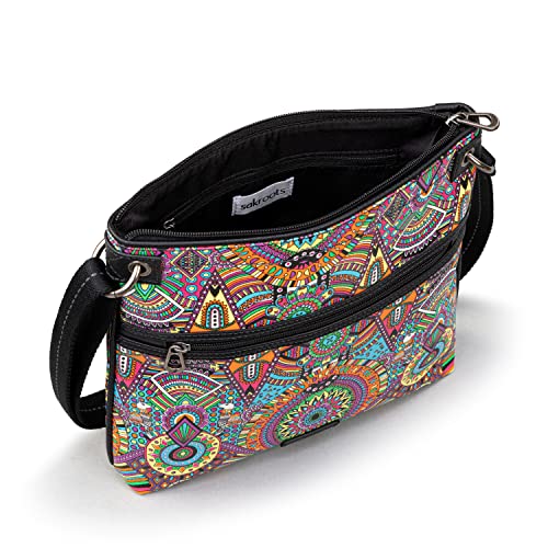 Sakroots Women's Artist Circle Flat Crossbody, Rainbow Wanderlust