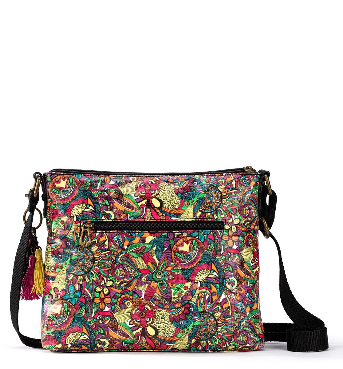 Sakroots Artist Circle Basic Crossbody Bag in Canvas, Multifunctional Purse, Rainbow Spirit Desert