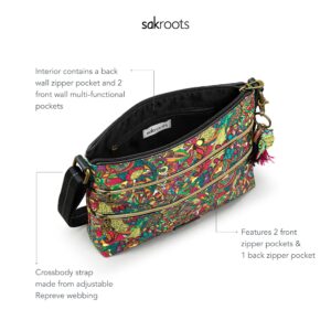 Sakroots Artist Circle Basic Crossbody Bag in Canvas, Multifunctional Purse, Rainbow Spirit Desert