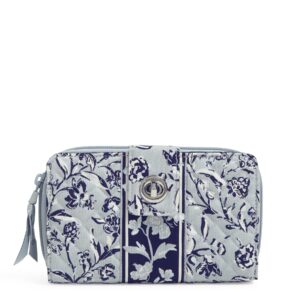 Vera Bradley Women's Cotton Turnlock Wallet With RFID Protection, Perennials Gray - Recycled Cotton, One Size