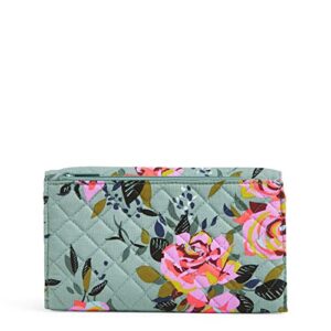 Vera Bradley Women's Cotton Trifold Clutch Wallet With RFID Protection, Rosy Outlook - Recycled Cotton, One Size