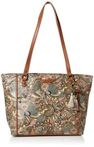 sakroots womens metro tote bag in coated canvas large roomy with zip closure sustainable durable design linin, sienna spirit desert, one size us