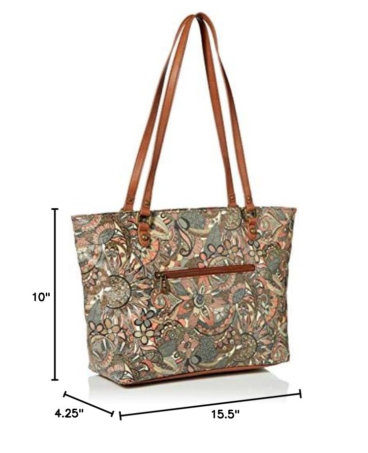 Sakroots womens Metro Tote Bag in Coated Canvas Large Roomy with Zip Closure Sustainable Durable Design Linin, Sienna Spirit Desert, One Size US