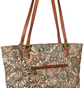 Sakroots womens Metro Tote Bag in Coated Canvas Large Roomy with Zip Closure Sustainable Durable Design Linin, Sienna Spirit Desert, One Size US