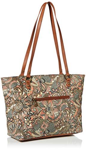 Sakroots womens Metro Tote Bag in Coated Canvas Large Roomy with Zip Closure Sustainable Durable Design Linin, Sienna Spirit Desert, One Size US