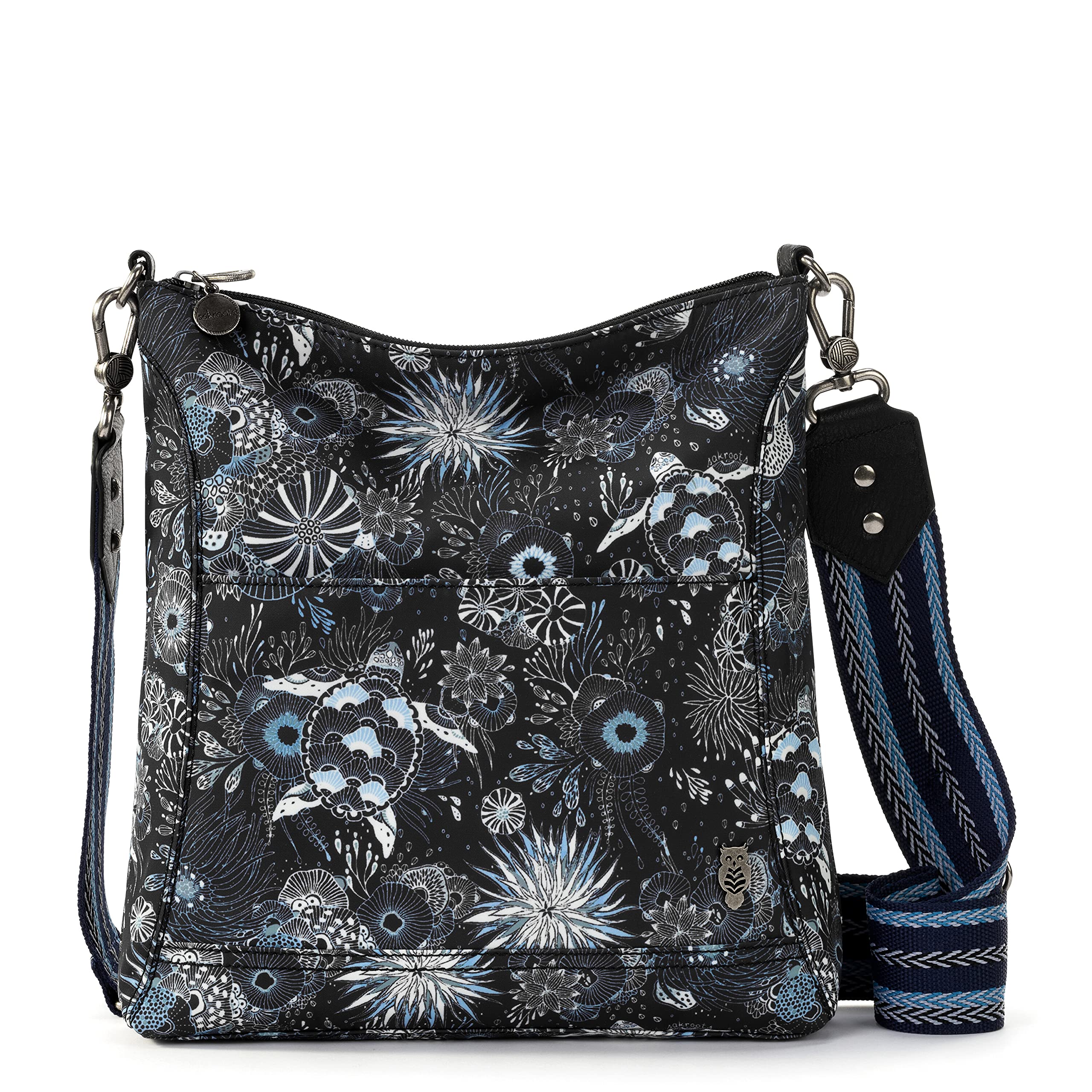 The Sak Lucia Crossbody in Eco Twill, Convertible Purse with Adjustable Strap, Midnight Seascape