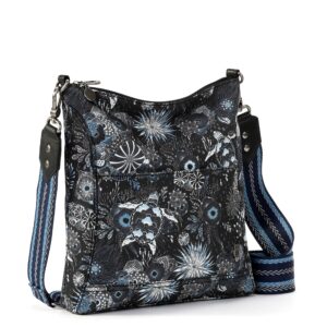 The Sak Lucia Crossbody in Eco Twill, Convertible Purse with Adjustable Strap, Midnight Seascape