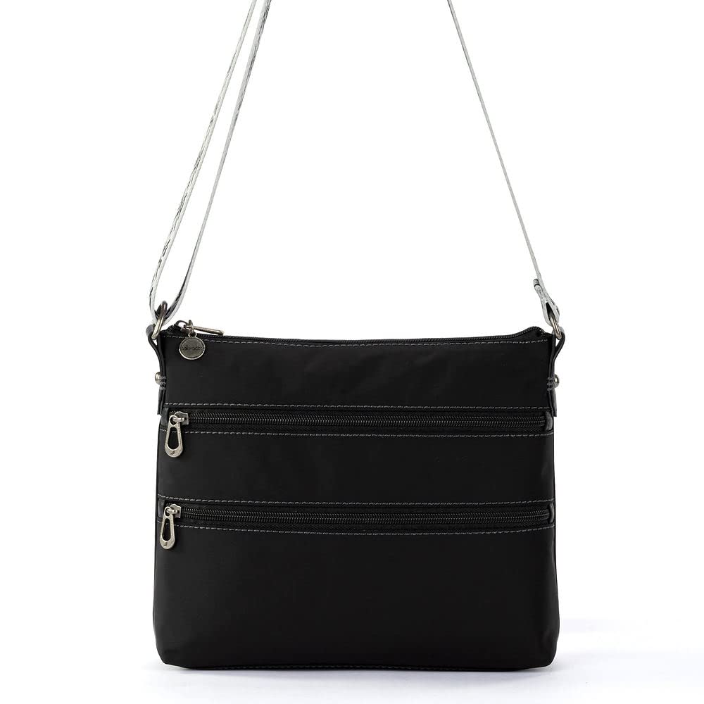 Sakroots Artist Circle Basic Crossbody in Eco Twill, Adjustable Crossbody Strap, Black