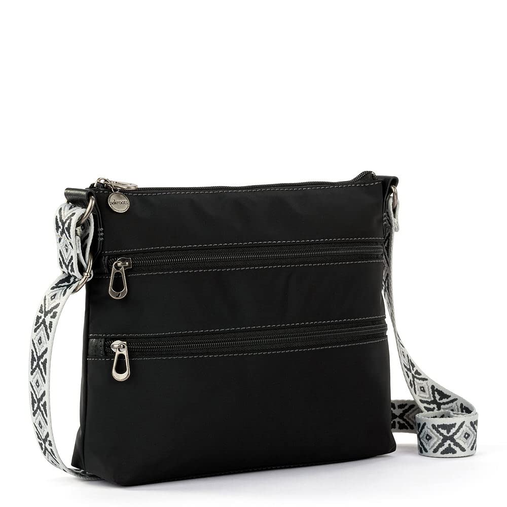 Sakroots Artist Circle Basic Crossbody in Eco Twill, Adjustable Crossbody Strap, Black