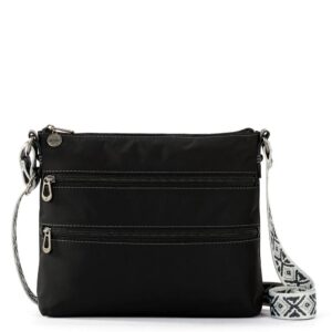 Sakroots Artist Circle Basic Crossbody in Eco Twill, Adjustable Crossbody Strap, Black