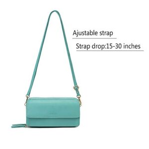 Crossbody Wallet Purse RFID Blocking CellPhone Small Shoulder Bag With Wristlet Strap For Women Ladies Girls Vegan Leather (Blue Green)