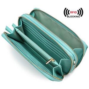 Crossbody Wallet Purse RFID Blocking CellPhone Small Shoulder Bag With Wristlet Strap For Women Ladies Girls Vegan Leather (Blue Green)