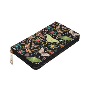 YISHOW Magic Butterflies Wallet Slim Thin Leather Purse Wallet With Zip Around Clutch Casual Handbag For Phone Key Credit Cards