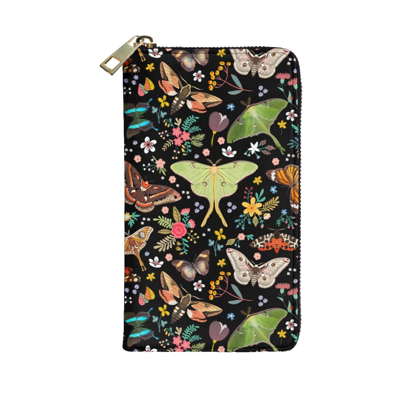 YISHOW Magic Butterflies Wallet Slim Thin Leather Purse Wallet With Zip Around Clutch Casual Handbag For Phone Key Credit Cards