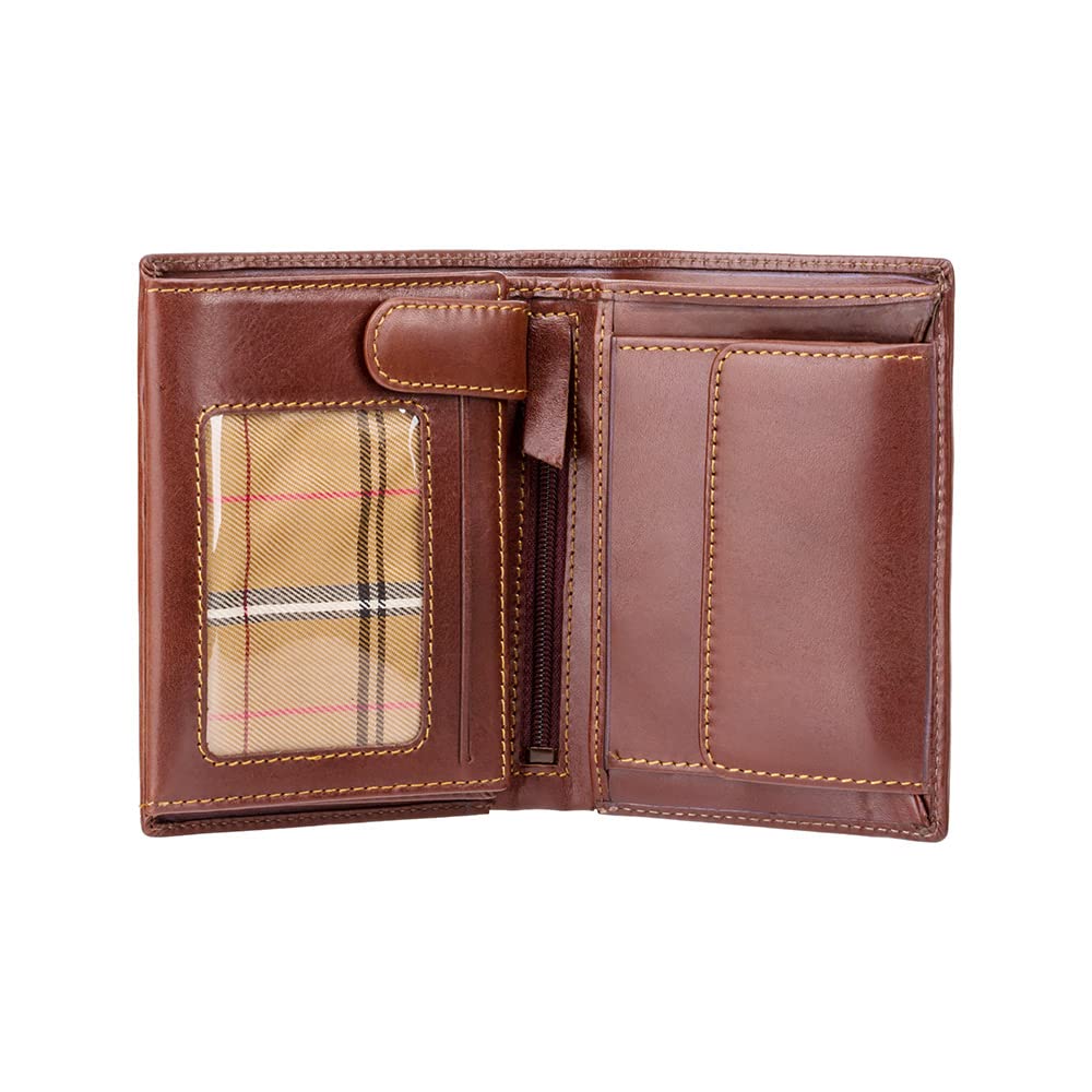 Visconti"MONZA 3" Soft Italian Glazed Quad Fold Wallet (Brown)