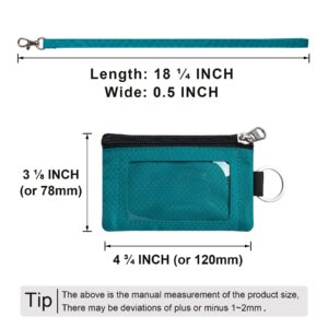 CHENSPRX Minimalist RFID Blocking Small Wallet with ID Window,WaterResistant Zip Id Case Wallet with Lanyard Keychain for Cards,Cash,Travel,Women,Men (Turquoise)