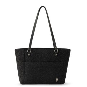 sakroots metro tote bag in eco-twill with dual shoulder straps, black spirit desert quilted