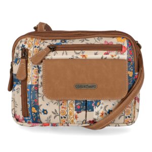 multisac zippy triple compartment crossbody bag, pretty patch/hazelnut