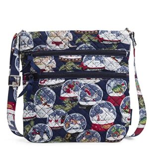 vera bradley women's cotton triple zip hipster crossbody purse, snow globes - recycled cotton, one size