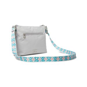 Sakroots Artist Circle Basic Crossbody in Eco Twill, Adjustable Crossbody Strap, Light Grey