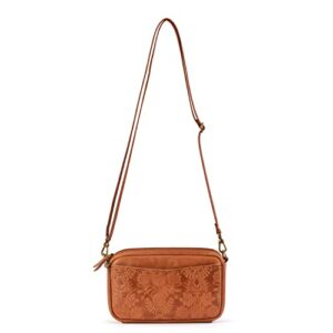 The Sak womens Cora Leather Crossbody, Tobacco Floral Embossed, One Size US