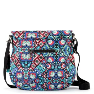 Sakroots Foldover Crossbody Bag in Eco-Twill with Adjustable Strap, Multi Ikat World