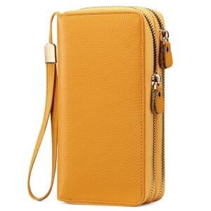 sendefn leather women wallet rfid blocking zipper around phone holder clutch wristlet large capacity