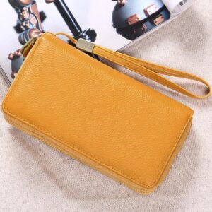 SENDEFN Leather Women Wallet RFID Blocking Zipper Around Phone Holder Clutch Wristlet Large Capacity