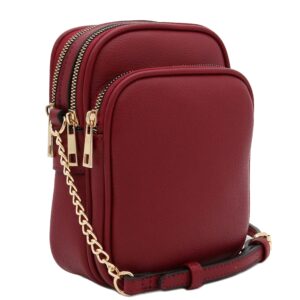 fashionpuzzle multi pocket pu leather casual crossbody bag with adjustable strap (wine)