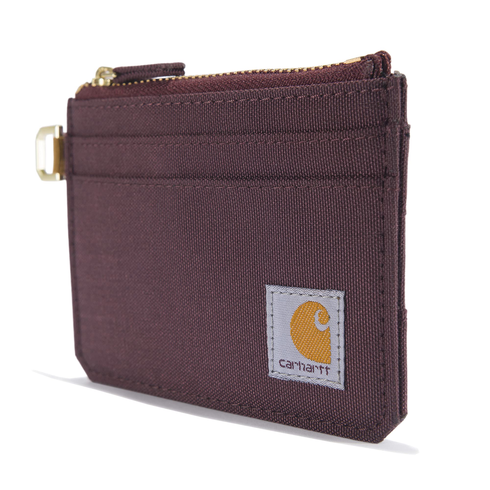 Carhartt womens Wallet, Rugged Leather and Canvas for Women, Available in Multiple Styles & Colors Wallet, Nylon Duck Zippered (Deep Wine), One Size US