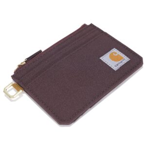 Carhartt womens Wallet, Rugged Leather and Canvas for Women, Available in Multiple Styles & Colors Wallet, Nylon Duck Zippered (Deep Wine), One Size US